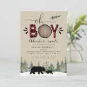 Lumberjack Oh Boy Flannel Baby Shower Invitation (Standing Front)
