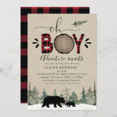 Flannel baby shower store invitations