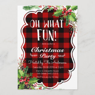 Lumberjack Oh What Fun Christmas Party Invitation