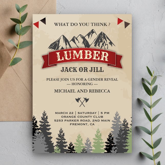 Lumberjack or Jill Gender Reveal Party Invitation (Creator Uploaded)