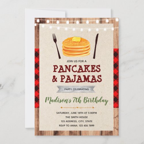 Lumberjack pancake theme invitation