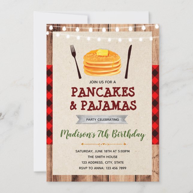 Lumberjack pancake theme invitation (Front)