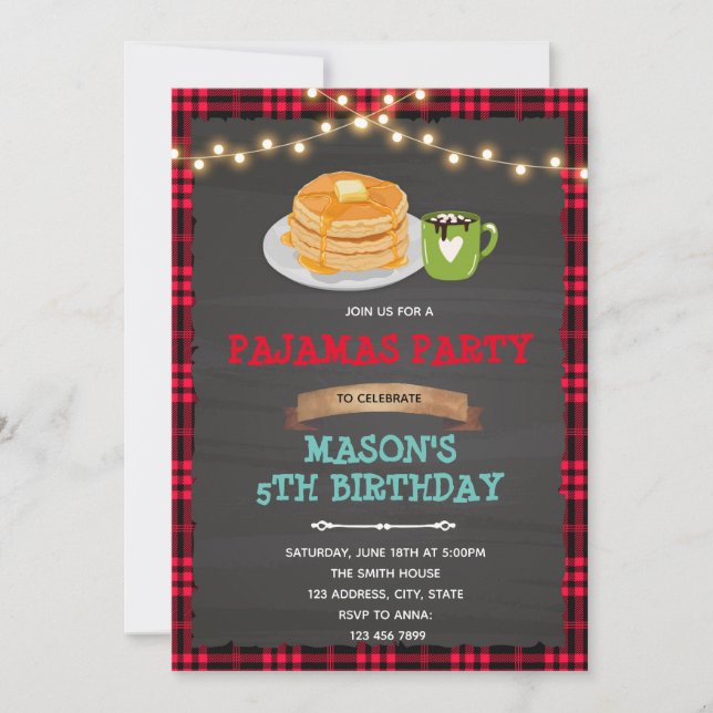 Lumberjack pancakes and pajamas Invitation (Front)