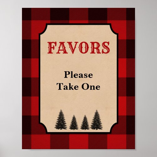 Lumberjack Party Favor Sign Red Plaid