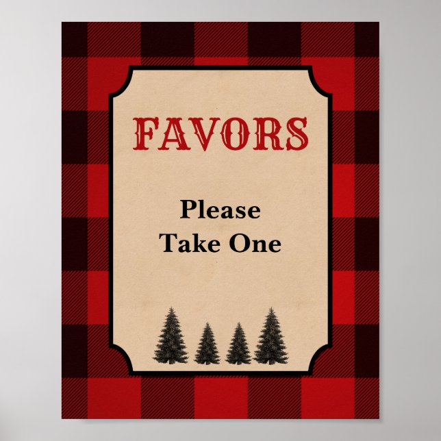 Lumberjack Party Favor Sign Red Plaid (Front)