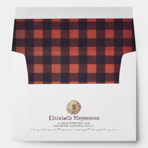 Lumberjack Pattern and Bear Foot Print Woodland Envelope