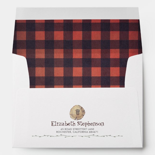 Lumberjack Pattern and Bear Foot Print Woodland Envelope (Back (Bottom))