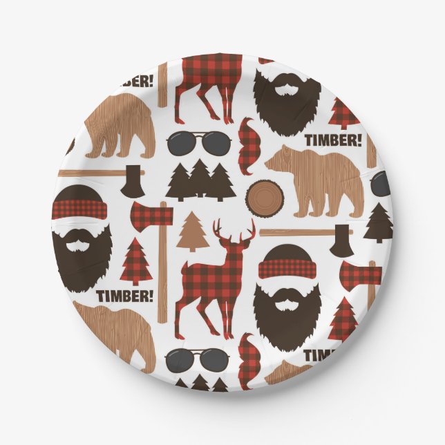Lumberjack Pattern Paper Plates (Front)