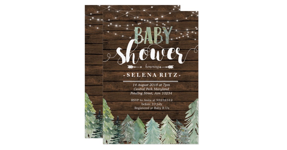 Lumberjack Pine Trees Boy Baby Shower Invitation | Zazzle.com