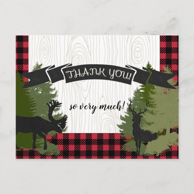 Lumberjack Plaid Baby Boy Postcard Thank You Notes (Front)
