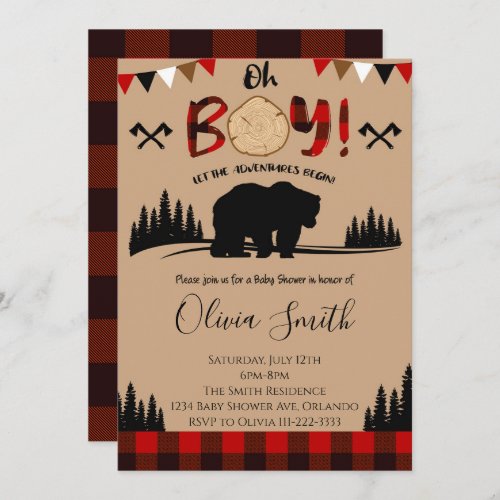 Lumberjack Plaid Baby Shower Boy Invite