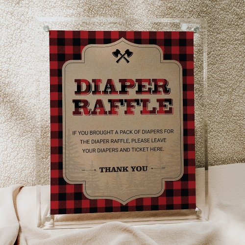 Lumberjack Plaid Baby Shower Diaper Raffle Sign