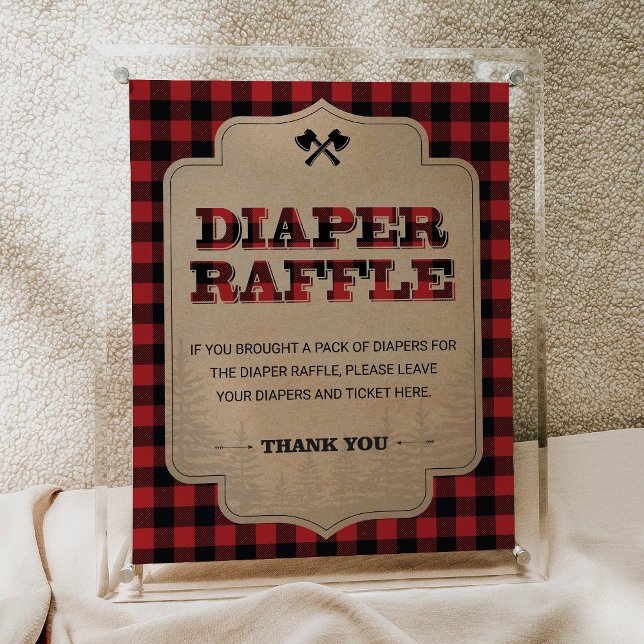Lumberjack Plaid Baby Shower Diaper Raffle Sign (Creator Uploaded)