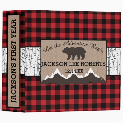 Lumberjack Plaid Babys First Year Album 3 Ring Binder