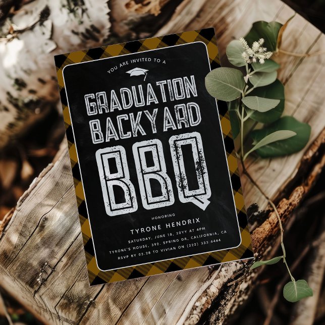 Lumberjack Plaid Backyard BBQ Graduation Party Invitation (Creator Uploaded)