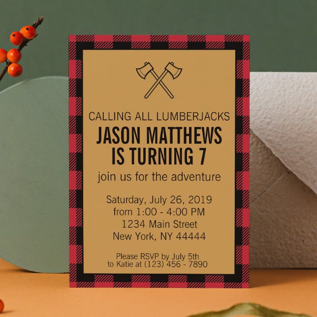 Lumberjack Plaid Birthday Invitation (Creator Uploaded)