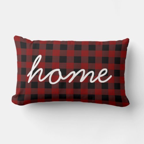 Lumberjack Plaid Buffalo Home Quote Red  Black Lumbar Pillow