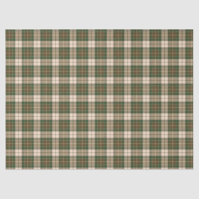 Lumberjack Plaid Green Brown Beige Tissue Paper (Front)