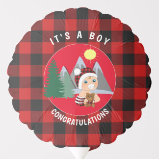 Lumberjack Plaid It's A Boy Congratulations Balloon