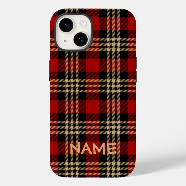 Lumberjack Plaid Pattern Custom Name Case-Mate iPh Case-Mate iPhone Case (Back)