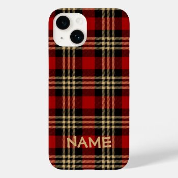 Lumberjack Plaid Pattern Custom Name Case-mate Iph Case-mate Iphone 14 Case by PineAndBerry at Zazzle