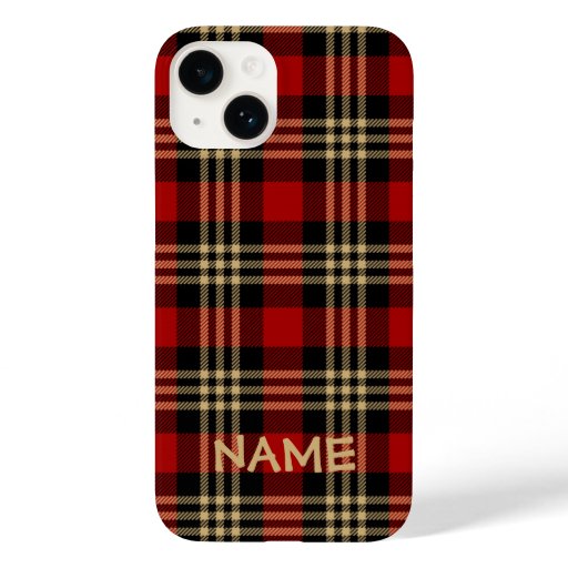 Lumberjack Plaid Pattern Custom Name Case-Mate iPh Case-Mate iPhone 14 Case