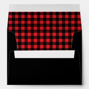 lumberjack plaid rustic red black invitation envelope