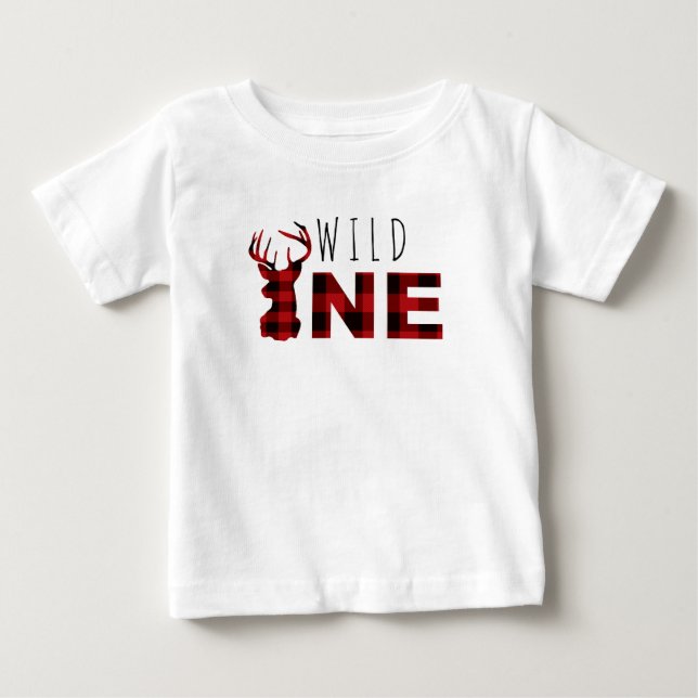 Lumberjack Plaid Wild One | First Birthday Baby T-Shirt (Front)