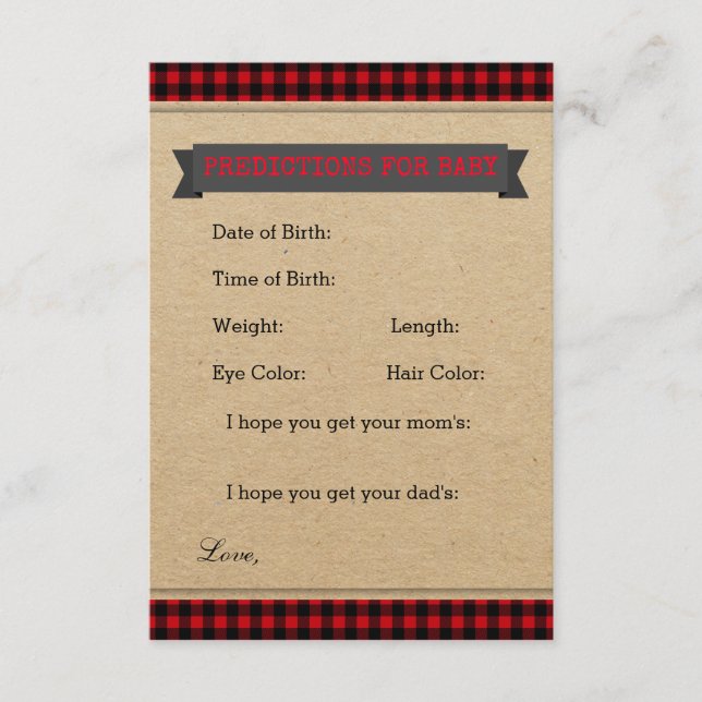 Lumberjack Predictions for Baby Advice Parent Card (Front)