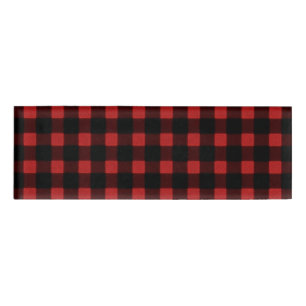 Lumberjack Print Red Black Winter Buffalo Plaid Name Tag