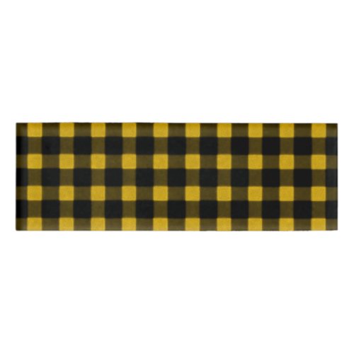 Lumberjack Print Yellow Black Winter Buffalo Plaid Name Tag