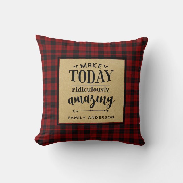 Lumberjack QUOTE Decor Make Today Amazing - Named Throw Pillow (Front)