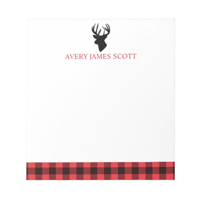 Lumberjack Red Black Buffalo Plaid Men Stationery Notepad (Front)