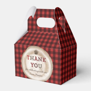Lumberjack Red Black Buffalo Plaid Tree Stump Favor Boxes