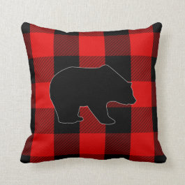 Lumberjack Red Buffalo Check | Bear Silhouette Throw Pillow
