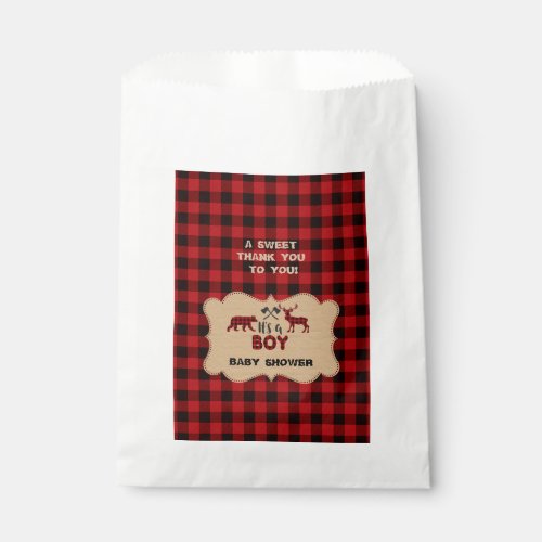 Lumberjack Red Buffalo Little Hunter Baby Shower Favor Bag