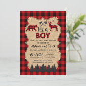 Lumberjack Red Buffalo Little Hunter Baby Shower Invitation (Standing Front)