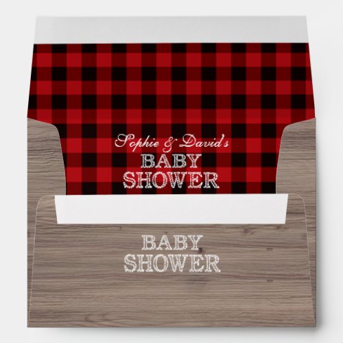 Lumberjack Red Buffalo Old Barn Baby Shower Envelope