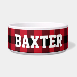 Lumberjack Red Buffalo Plaid Custom Name Bowl