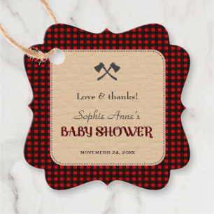 Lumberjack Red Buffalo Wild Hunter Baby Shower Favor Tags