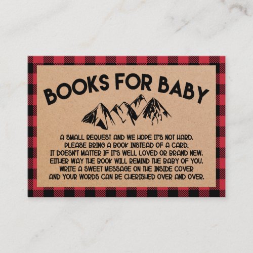 Lumberjack Red Flannel Books for Baby Insert Card