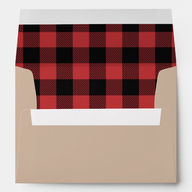 Lumberjack Red Plaid Black Red Rustic Envelope (Back (Bottom))