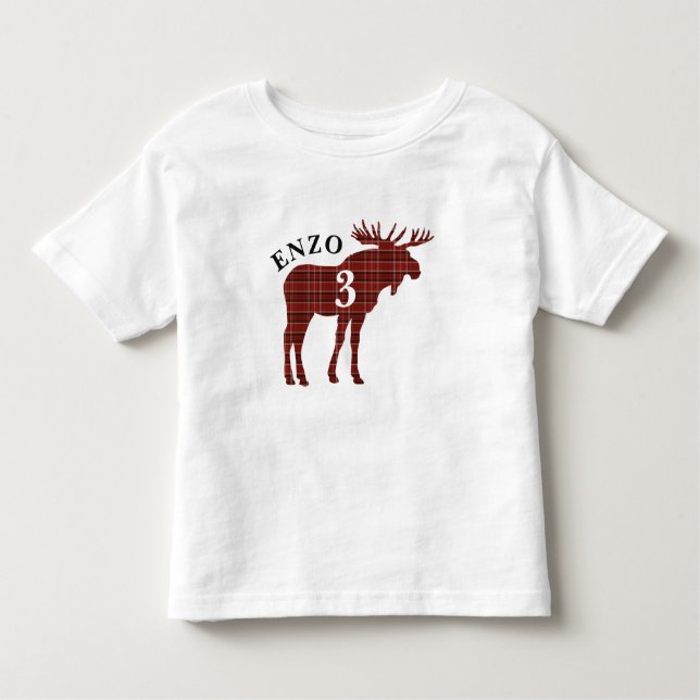 Lumberjack Red Plaid Moose Birthday Shirt (Front)