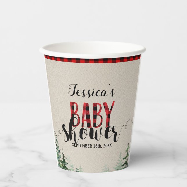 Lumberjack Red Plaid Mountain Forest Paper Cups (Front)