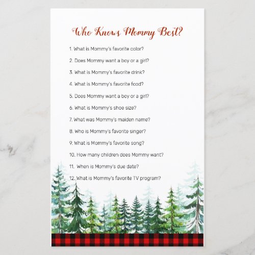 Lumberjack Red Plaid  Who Knows Mommy Best Game