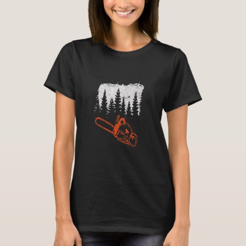 Lumberjack Retro Vintage Forest Chainsaw  T_Shirt