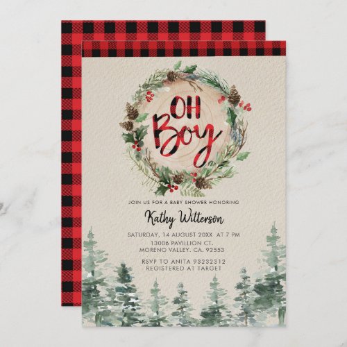 Lumberjack Rustic Boy Baby Shower Invitation