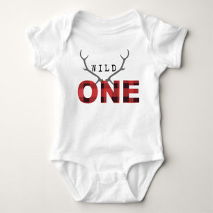 Lumberjack Rustic Wild One First Birthday Baby Bodysuit