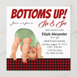 Lumberjack Sip and See Baby Shower Invitations