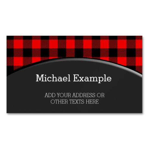 Lumberjack Style _ red fabric  your ideas Business Card Magnet